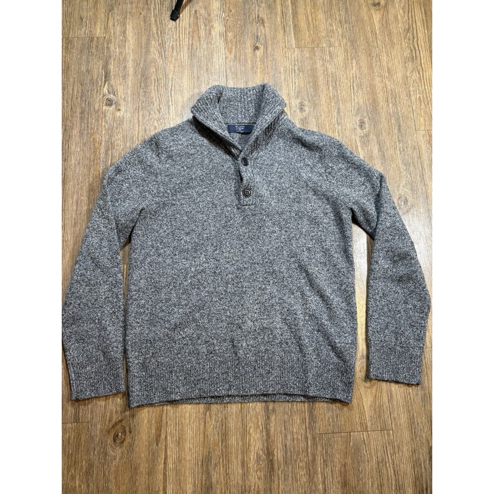 J. Crew Lambs Wool Button Cowl Neck Gray Sweater Mens Size S